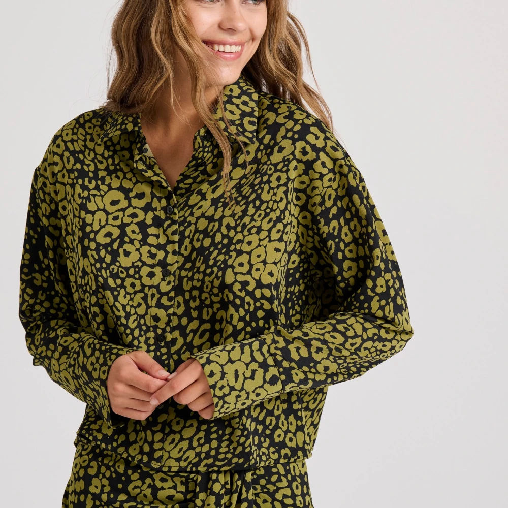 FUNKY BUDDHA Cropped πουκάμισο με all over τύπωμα