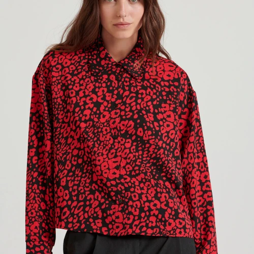 FUNKY BUDDHA Cropped πουκάμισο με all over τύπωμα