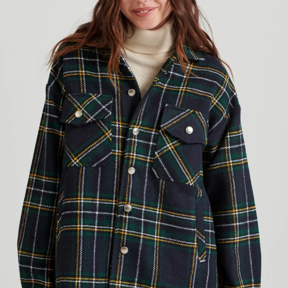 FUNKY BUDDHA Flannel καρό πουκάμισο με τσέπες στο στήθος