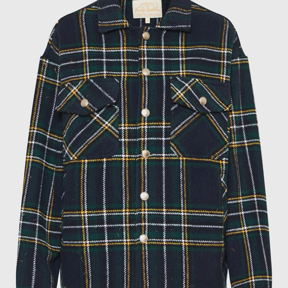 FUNKY BUDDHA Flannel καρό πουκάμισο με τσέπες στο στήθος