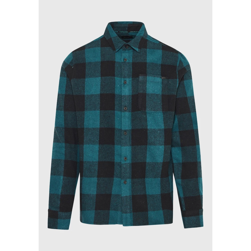 FUNKY BUDDHA Flannel καρό πουκάμισο με τσέπη στο στήθος