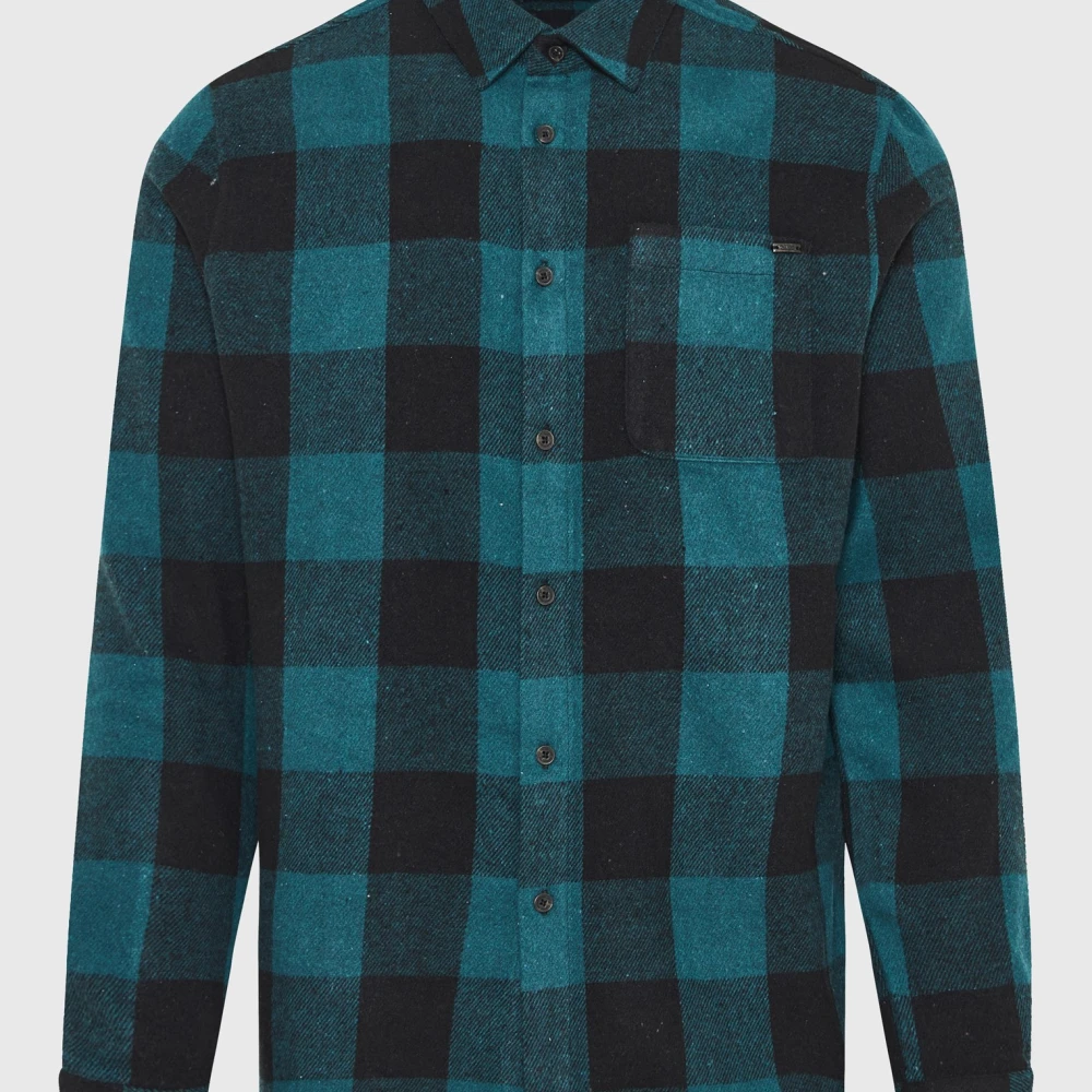FUNKY BUDDHA Flannel καρό πουκάμισο με τσέπη στο στήθος