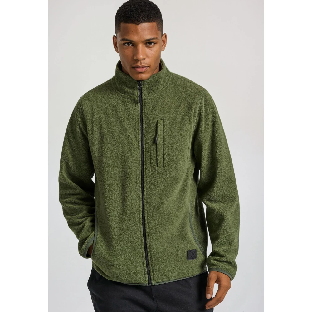 FUNKY BUDDHA Fleece ζακέτα φούτερ με zip-up τσέπη στο στήθος