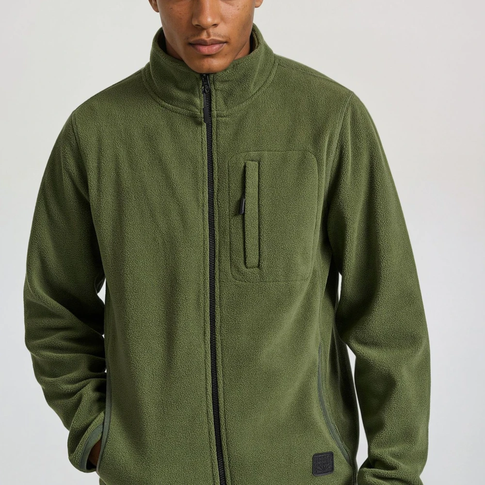 FUNKY BUDDHA Fleece ζακέτα φούτερ με zip-up τσέπη στο στήθος