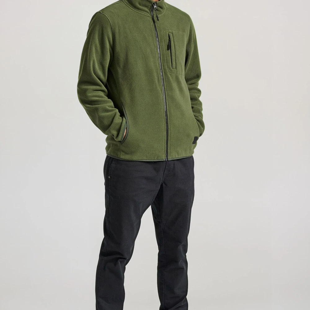 FUNKY BUDDHA Fleece ζακέτα φούτερ με zip-up τσέπη στο στήθος