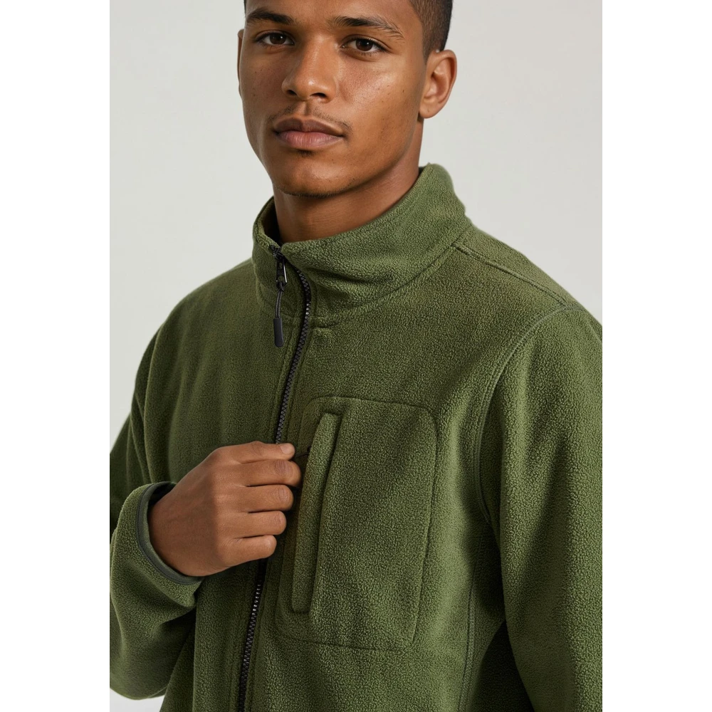 FUNKY BUDDHA Fleece ζακέτα φούτερ με zip-up τσέπη στο στήθος