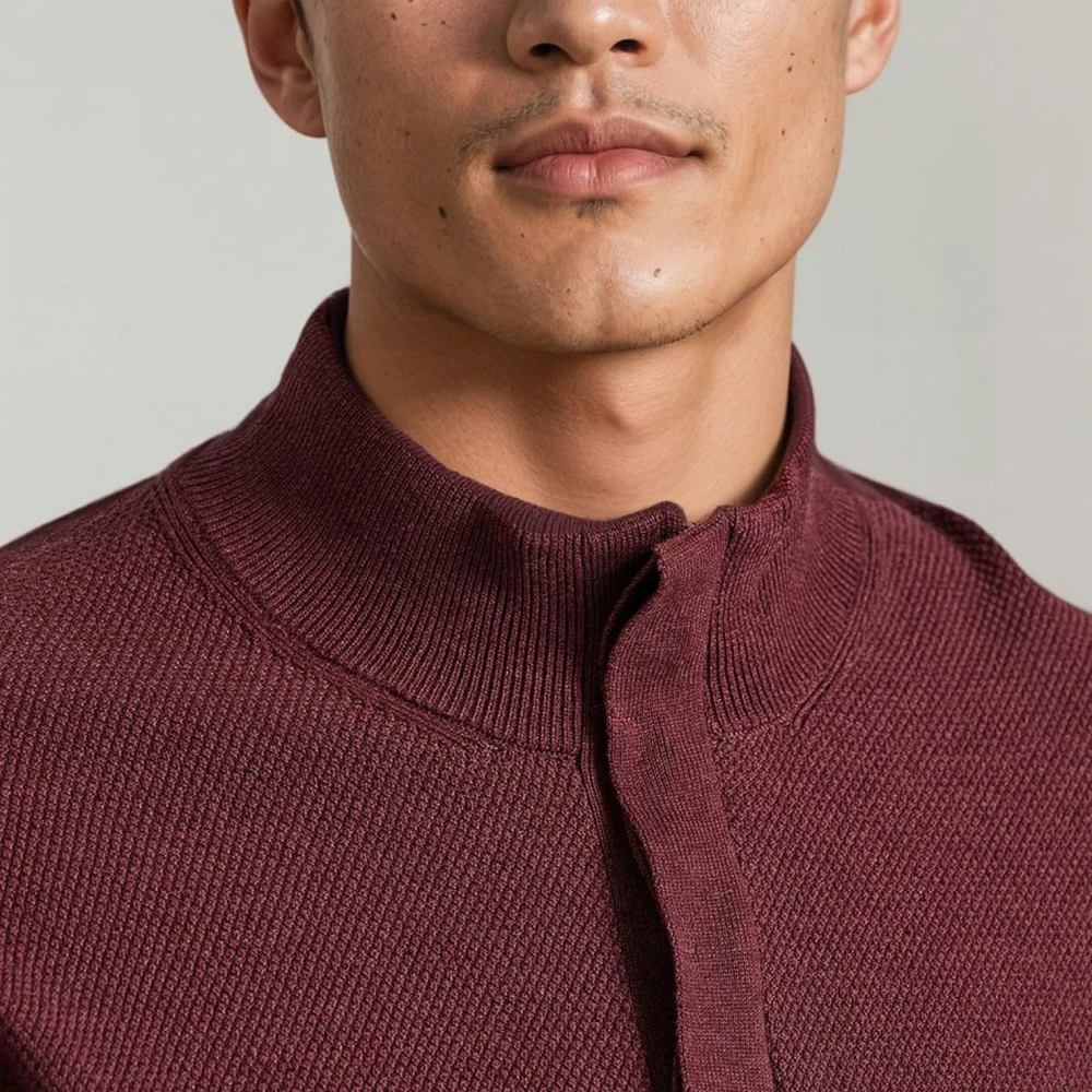 FUNKY BUDDHA Half-zip πλεκτή μπλούζα με πατιλέτα