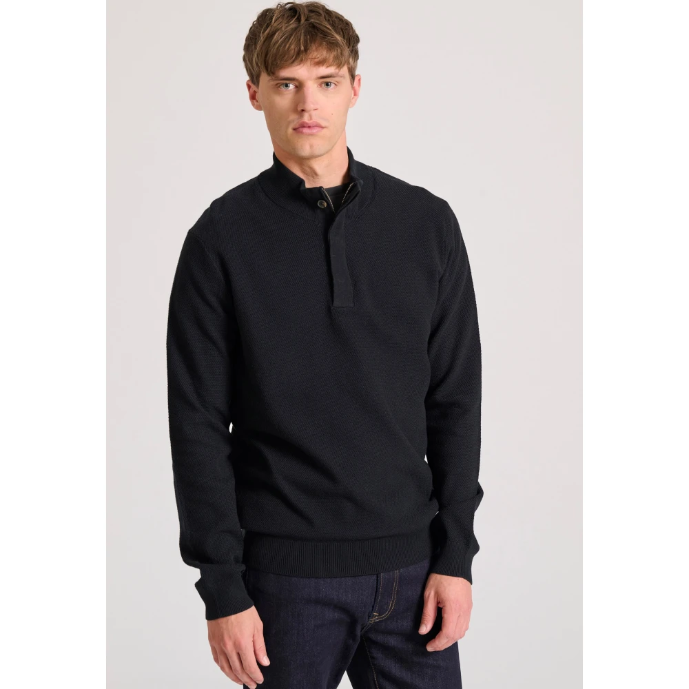 FUNKY BUDDHA Half-zip πλεκτή μπλούζα με πατιλέτα