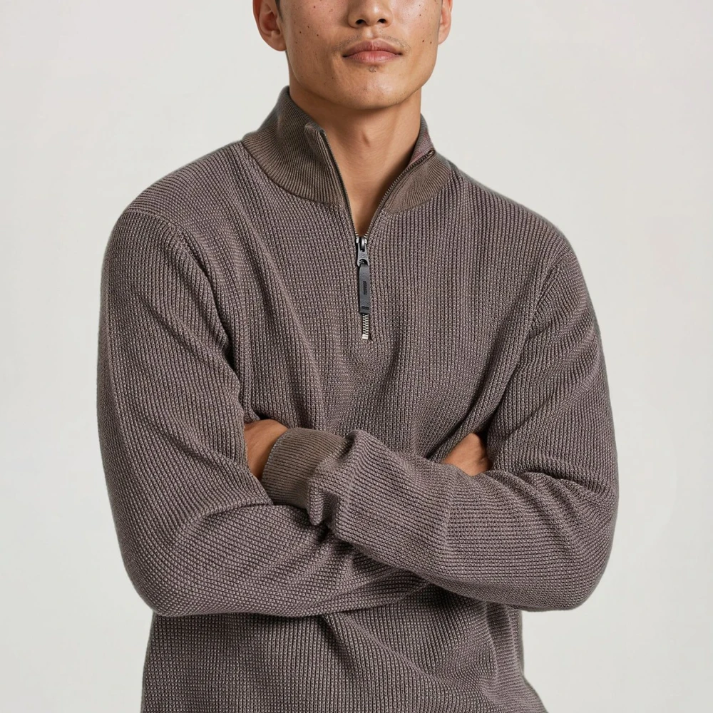 FUNKY BUDDHA Half-zip πουλόβερ με ψηλή λαιμόκοψη