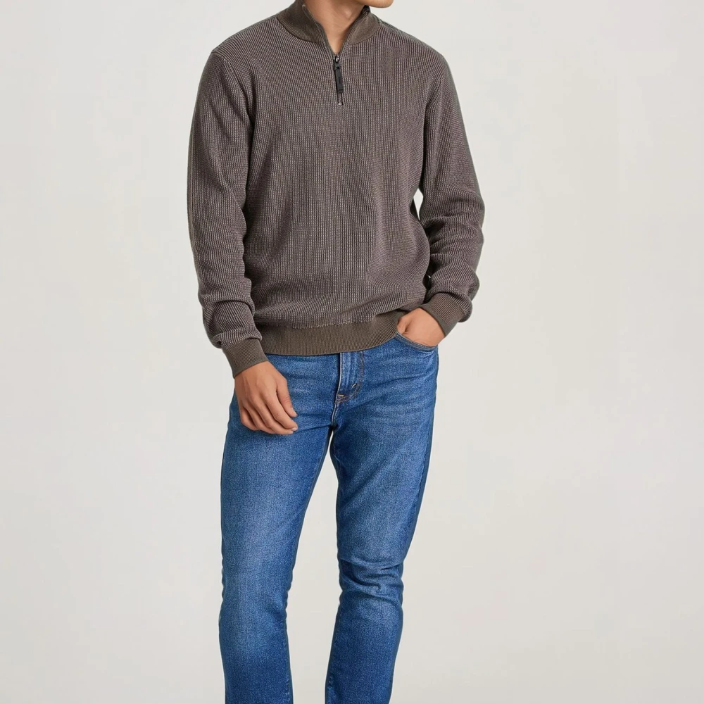 FUNKY BUDDHA Half-zip πουλόβερ με ψηλή λαιμόκοψη