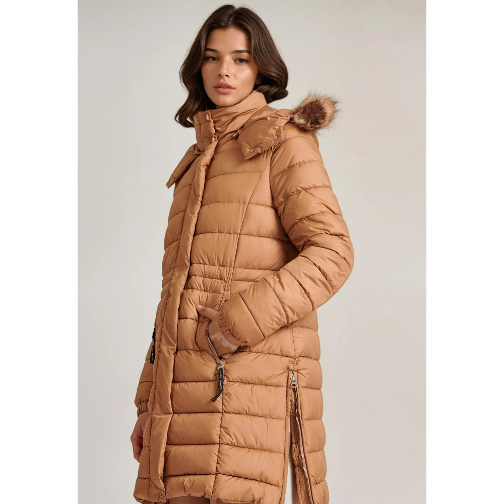 FUNKY BUDDHA Long fit puffer μπουφάν με αποσπώμενη γούνα