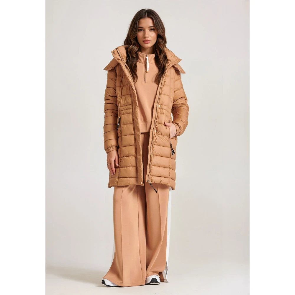 FUNKY BUDDHA Long fit puffer μπουφάν με αποσπώμενη γούνα