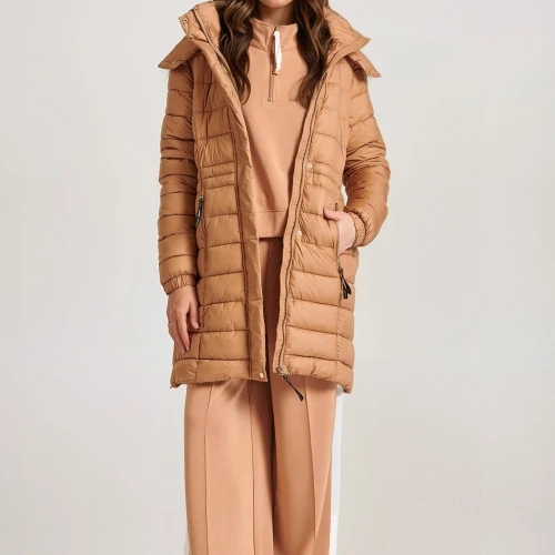 FUNKY BUDDHA Long fit puffer μπουφάν με αποσπώμενη γούνα