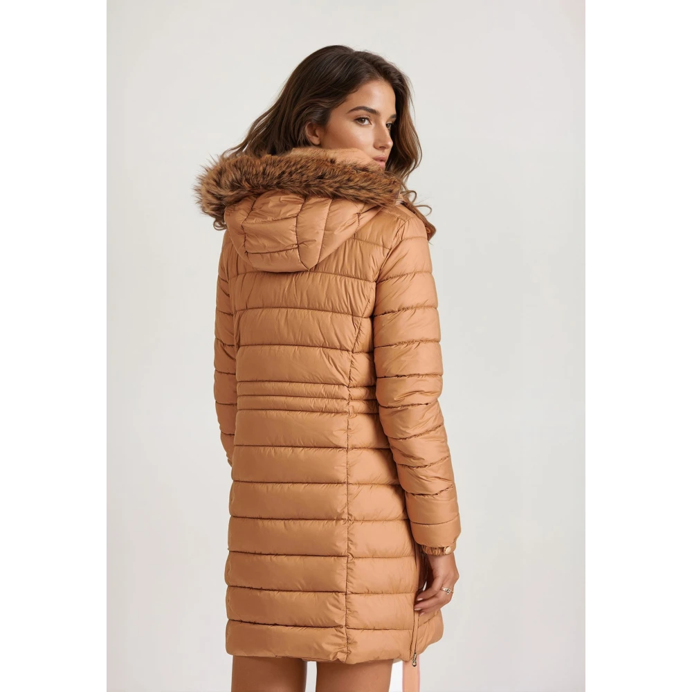 FUNKY BUDDHA Long fit puffer μπουφάν με αποσπώμενη γούνα