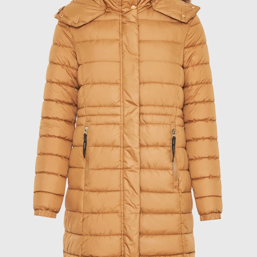 FUNKY BUDDHA Long fit puffer μπουφάν με αποσπώμενη γούνα