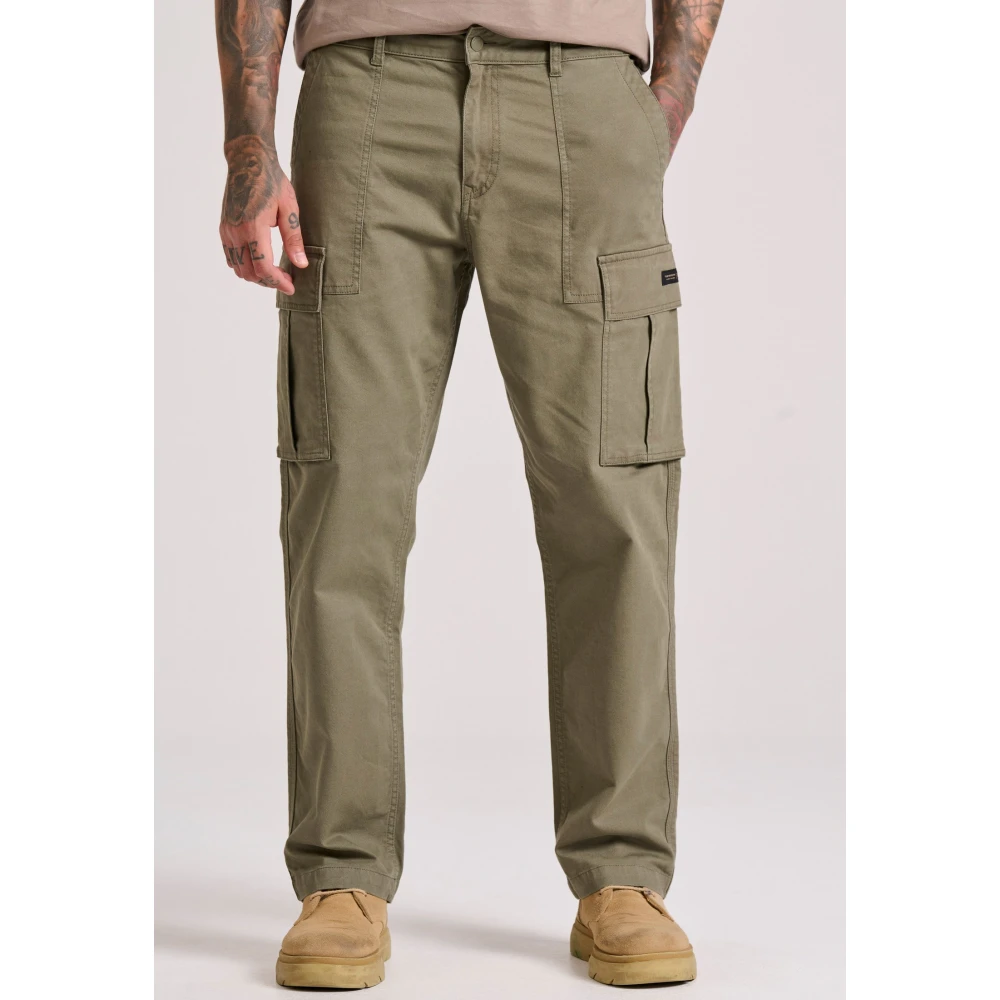 FUNKY BUDDHA Loose fit cargo παντελόνι σε micro ζακάρ ύφανση (d