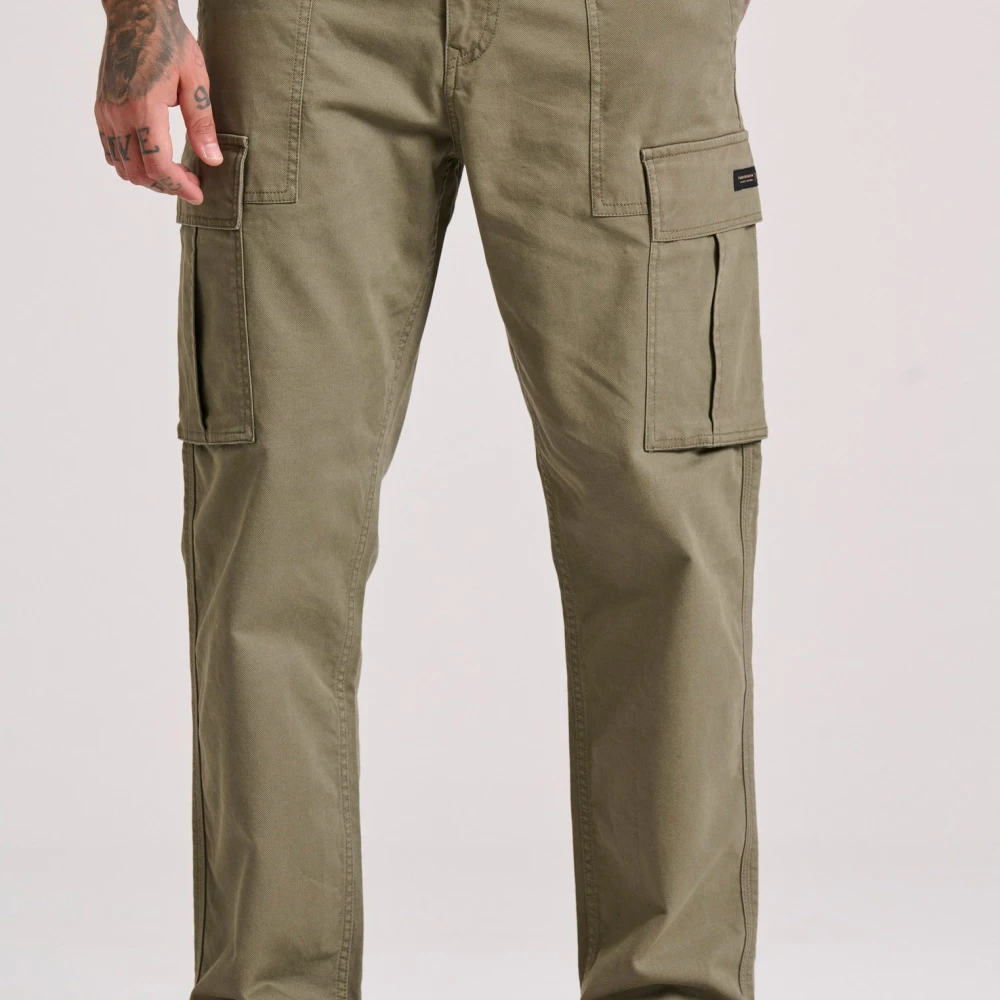 FUNKY BUDDHA Loose fit cargo παντελόνι σε micro ζακάρ ύφανση (d