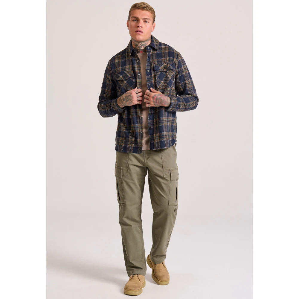 FUNKY BUDDHA Loose fit cargo παντελόνι σε micro ζακάρ ύφανση (d