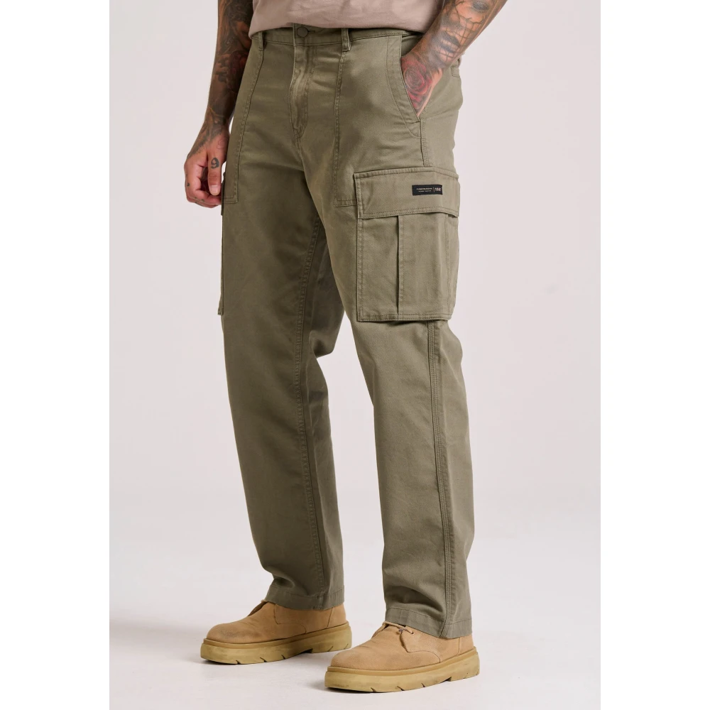 FUNKY BUDDHA Loose fit cargo παντελόνι σε micro ζακάρ ύφανση (d