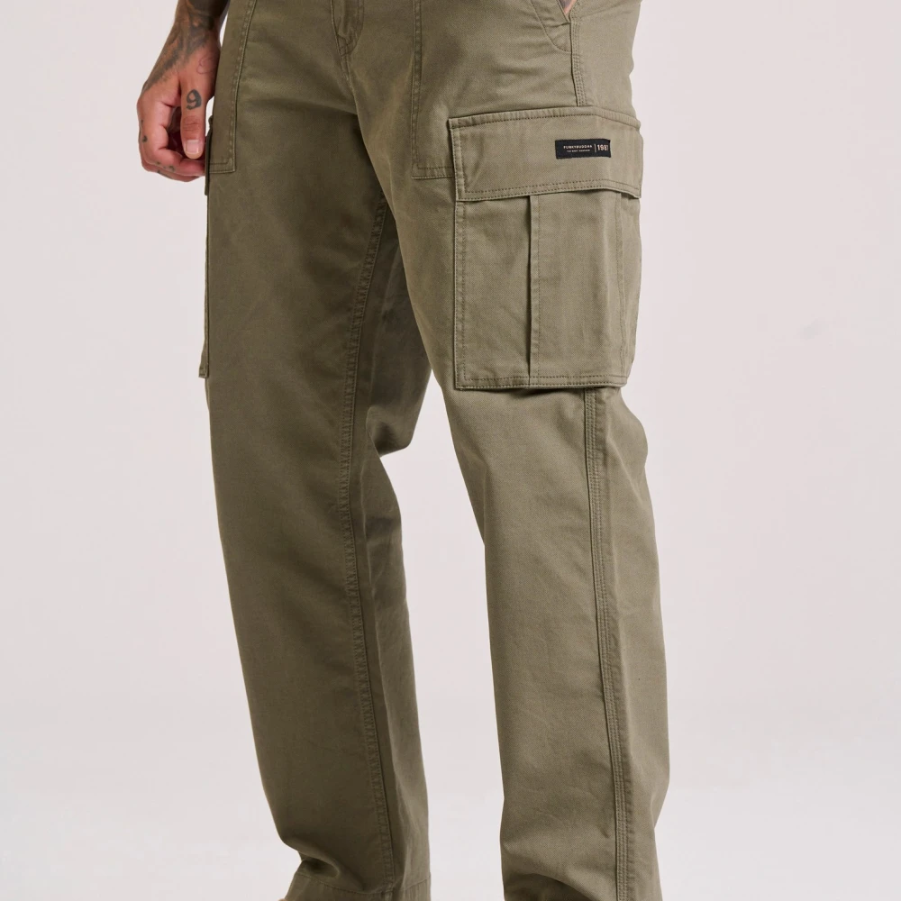 FUNKY BUDDHA Loose fit cargo παντελόνι σε micro ζακάρ ύφανση (d