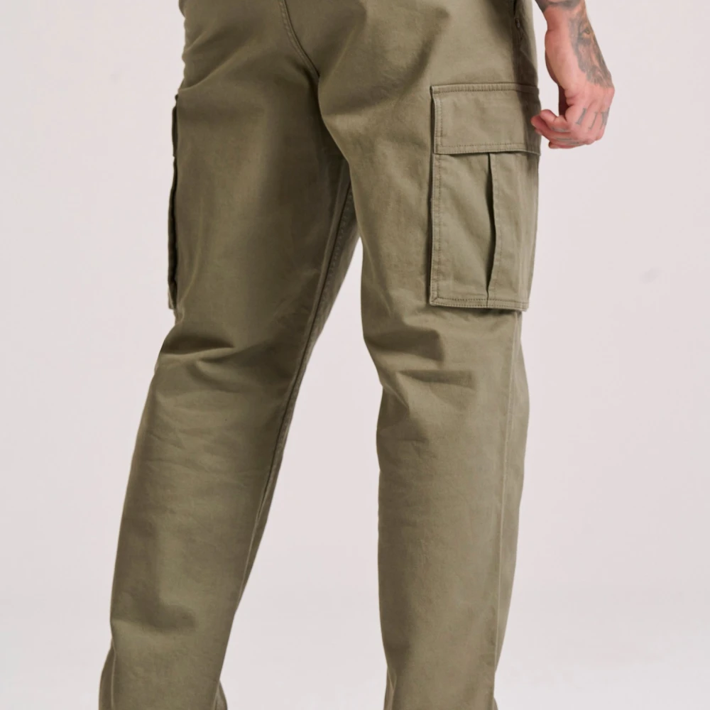 FUNKY BUDDHA Loose fit cargo παντελόνι σε micro ζακάρ ύφανση (d