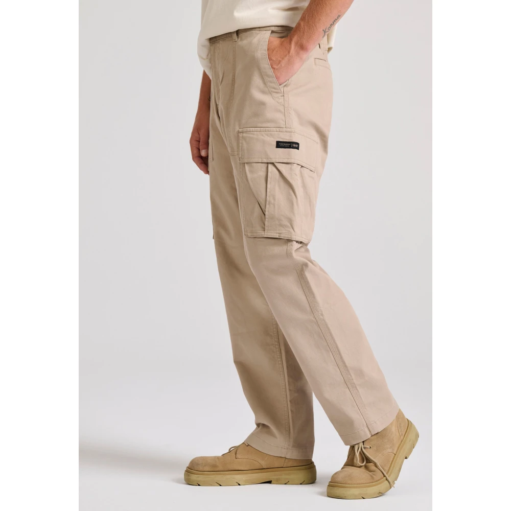 FUNKY BUDDHA Loose fit cargo παντελόνι σε micro ζακάρ ύφανση (d