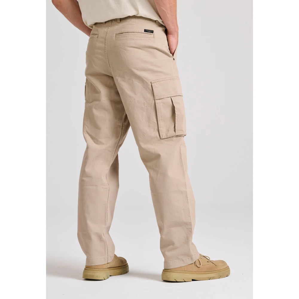 FUNKY BUDDHA Loose fit cargo παντελόνι σε micro ζακάρ ύφανση (d