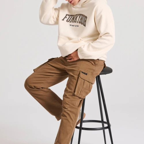 FUNKY BUDDHA Loose fit cargo παντελόνι σε ζακάρ ύφανση