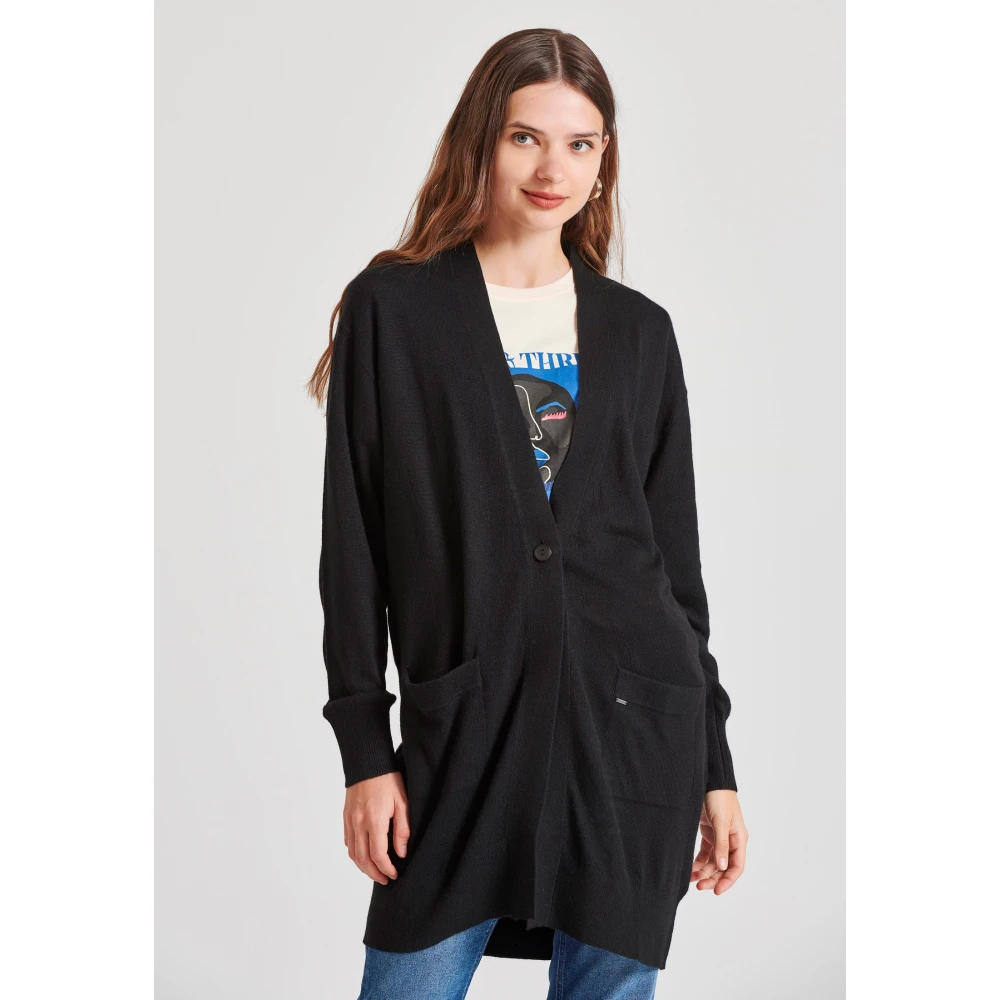FUNKY BUDDHA Loose fit cashmere blend πλεκτή ζακέτα