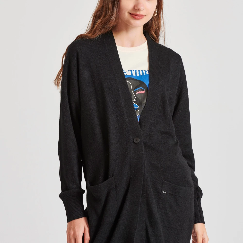 FUNKY BUDDHA Loose fit cashmere blend πλεκτή ζακέτα