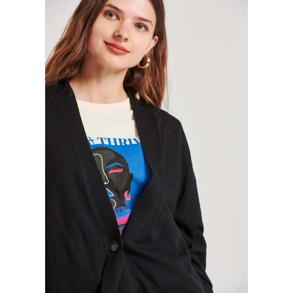 FUNKY BUDDHA Loose fit cashmere blend πλεκτή ζακέτα
