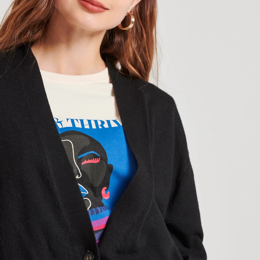 FUNKY BUDDHA Loose fit cashmere blend πλεκτή ζακέτα