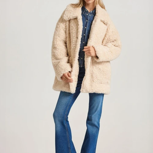 FUNKY BUDDHA Loose fit faux fur jacket