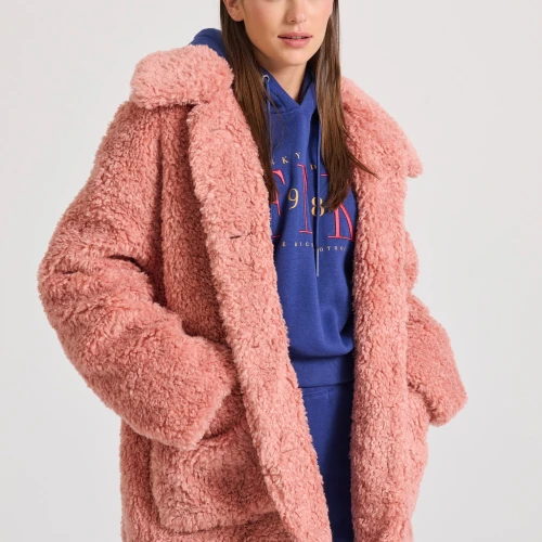 FUNKY BUDDHA Loose fit faux fur jacket