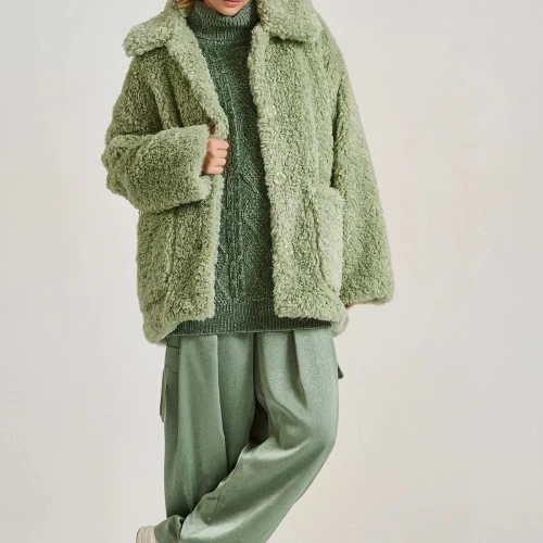 FUNKY BUDDHA Loose fit faux fur jacket