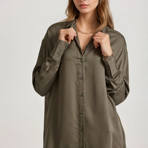 FUNKY BUDDHA Loose fit ασύμμετρο πουκάμισο από βισκόζη