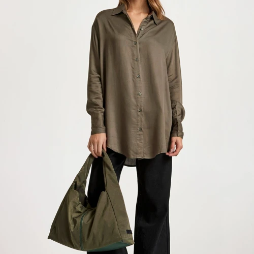 FUNKY BUDDHA Loose fit ασύμμετρο πουκάμισο από βισκόζη