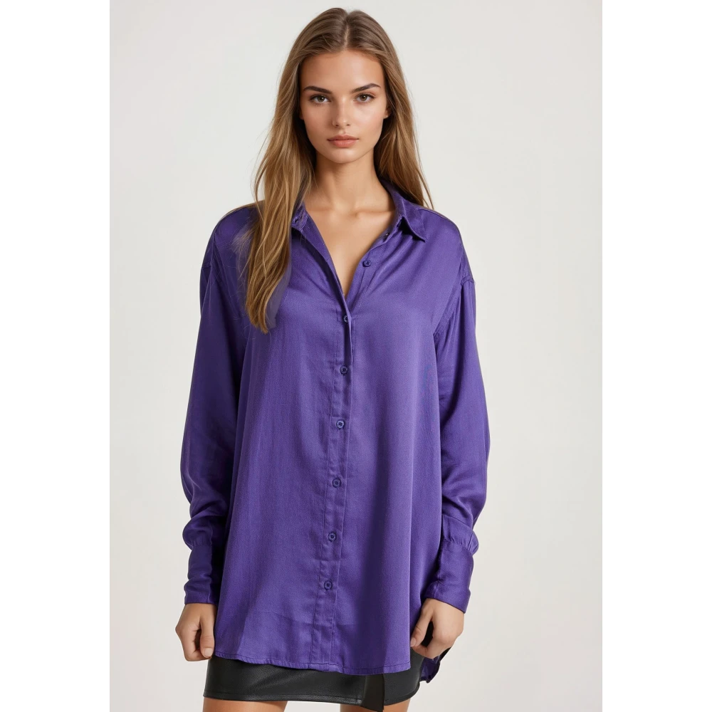 FUNKY BUDDHA Loose fit ασύμμετρο πουκάμισο από βισκόζη