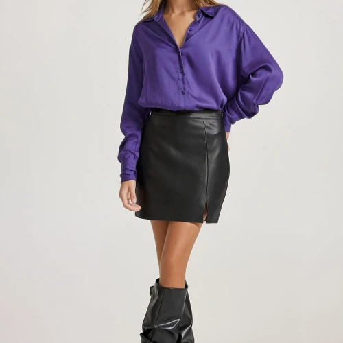 FUNKY BUDDHA Loose fit ασύμμετρο πουκάμισο από βισκόζη