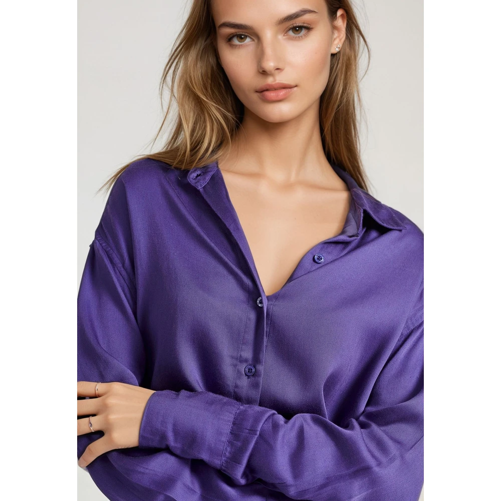 FUNKY BUDDHA Loose fit ασύμμετρο πουκάμισο από βισκόζη