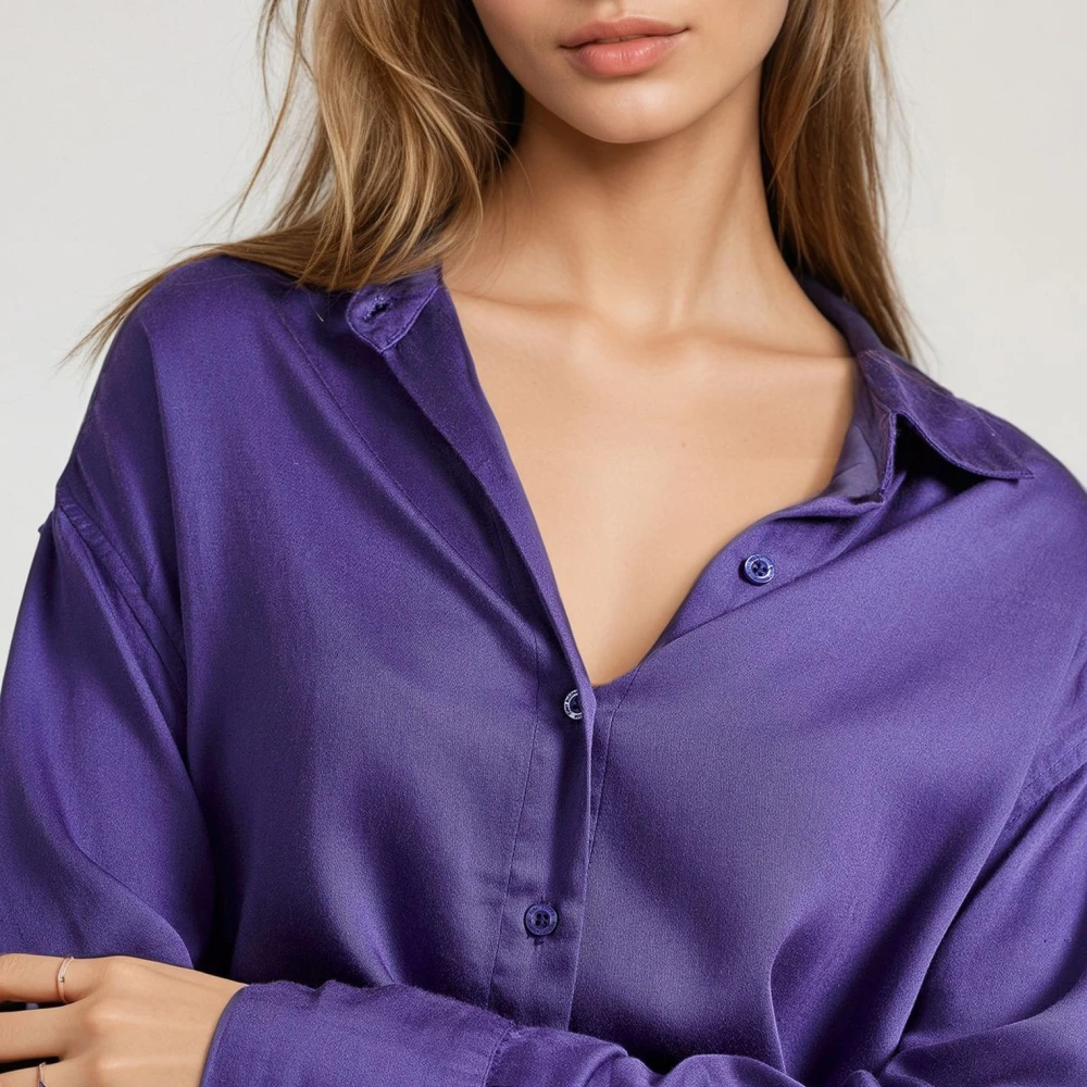 FUNKY BUDDHA Loose fit ασύμμετρο πουκάμισο από βισκόζη