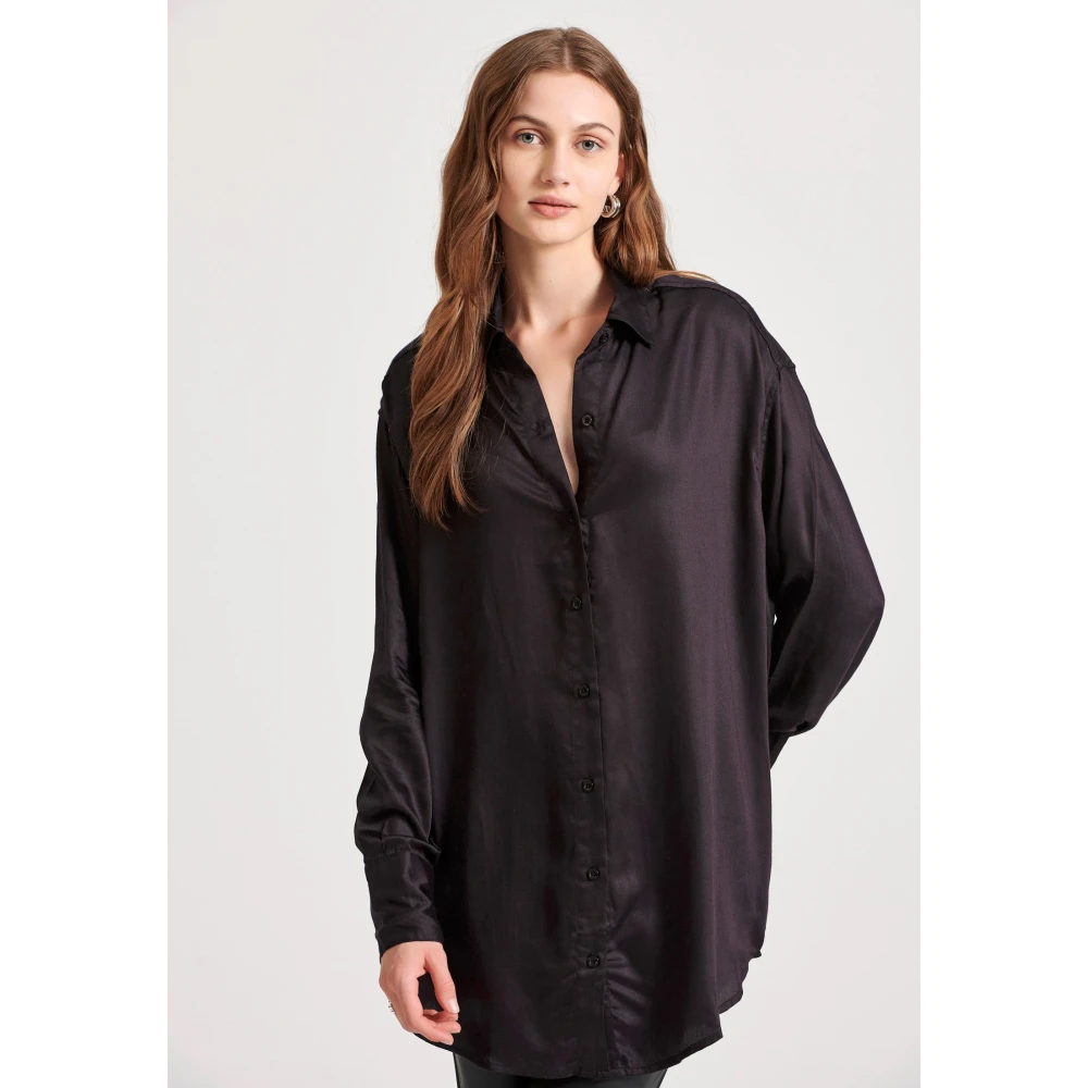 FUNKY BUDDHA Loose fit ασύμμετρο πουκάμισο από βισκόζη