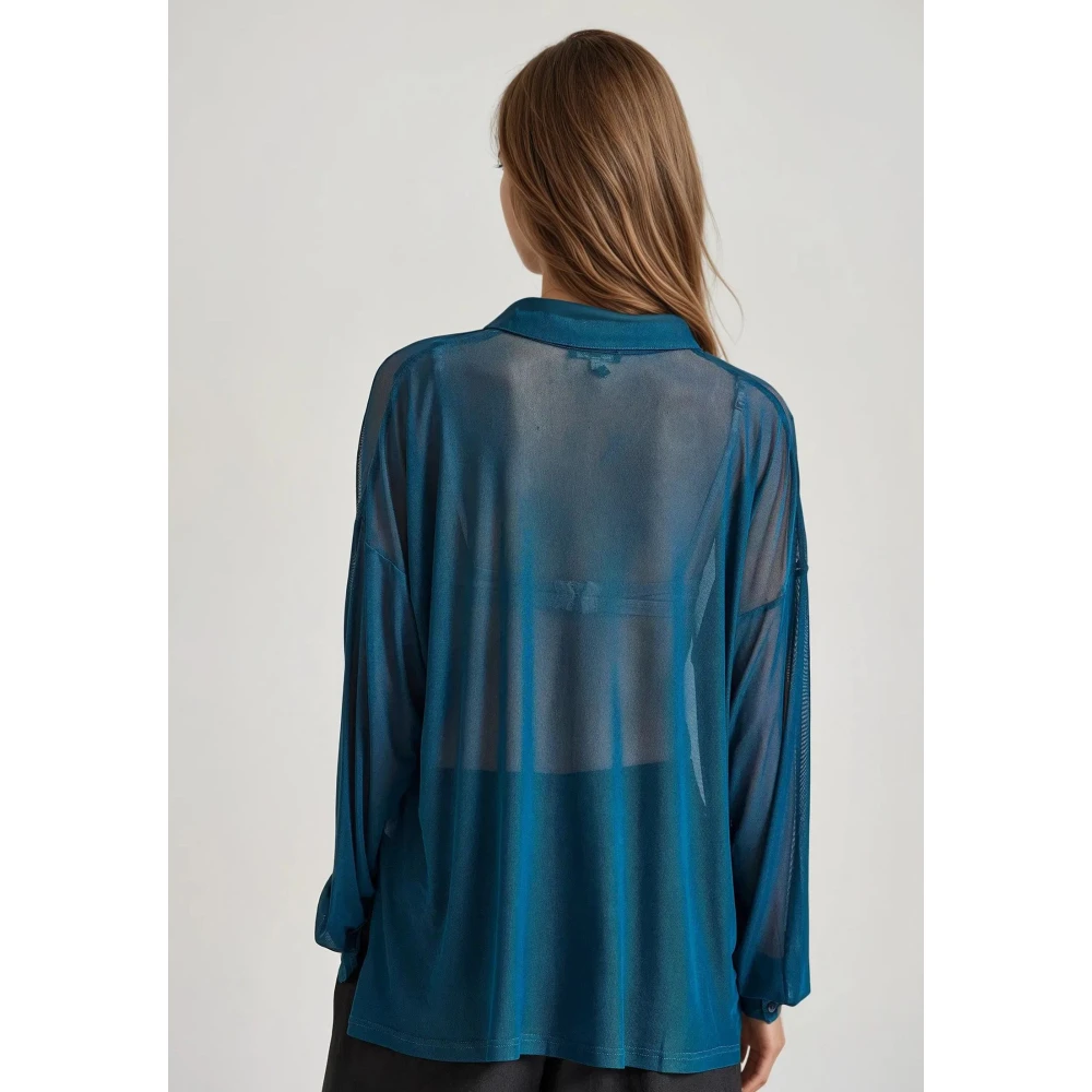 FUNKY BUDDHA Loose fit διάφανο πουκάμισο με τσέπη στο στήθος