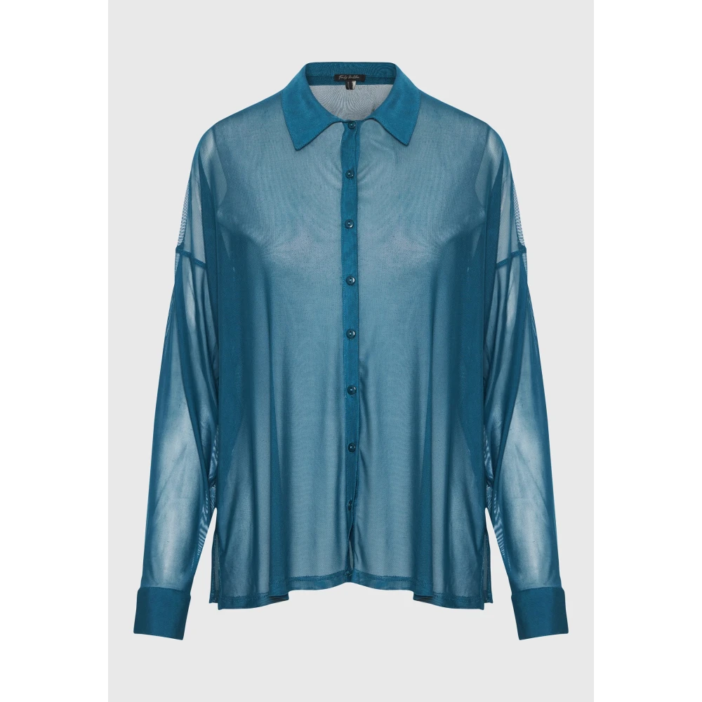 FUNKY BUDDHA Loose fit διάφανο πουκάμισο με τσέπη στο στήθος