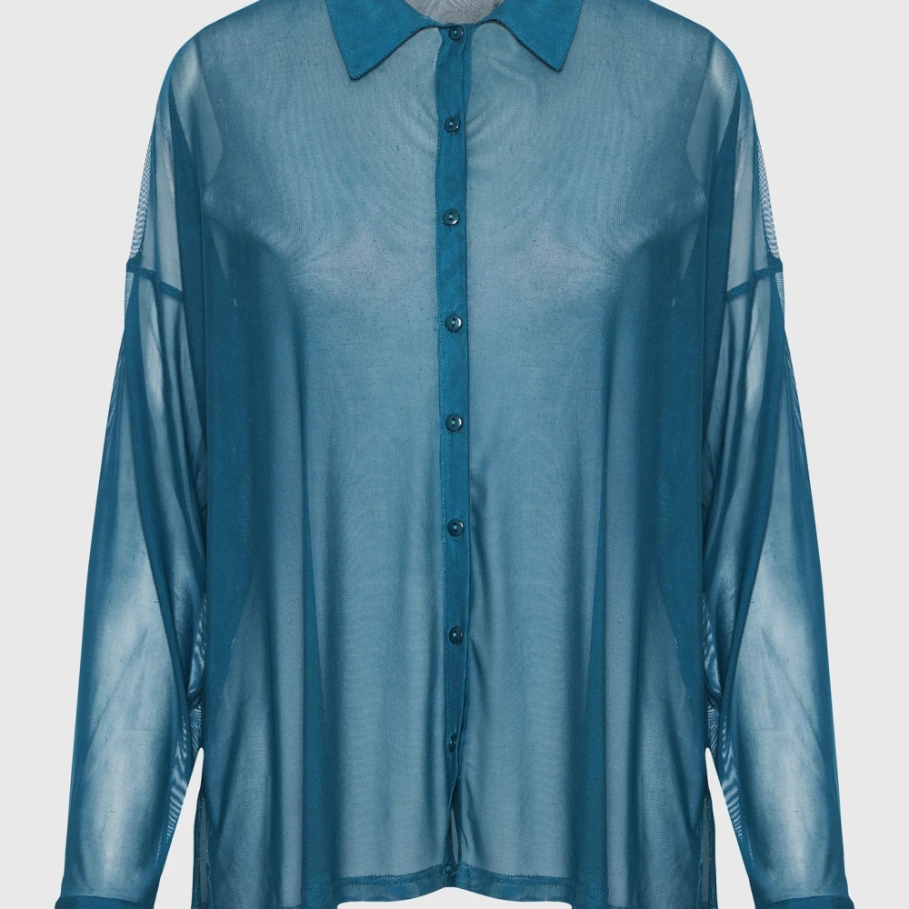 FUNKY BUDDHA Loose fit διάφανο πουκάμισο με τσέπη στο στήθος