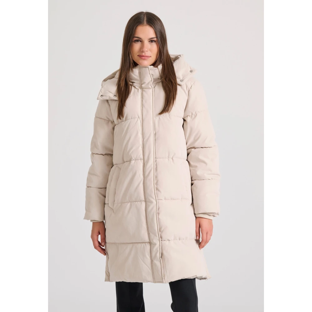 FUNKY BUDDHA Loose fit μακρύ puffer μπουφάν με αποσπώμενη κουκο