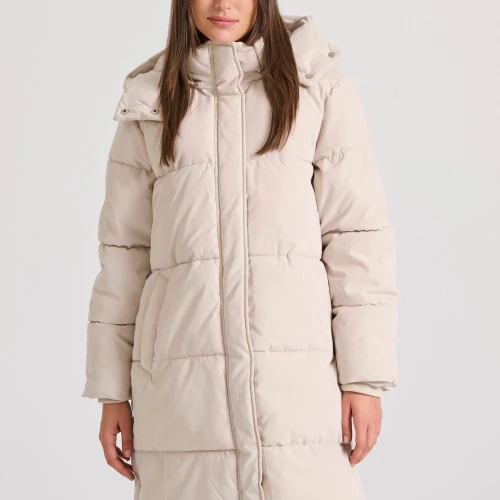 FUNKY BUDDHA Loose fit μακρύ puffer μπουφάν με αποσπώμενη κουκο