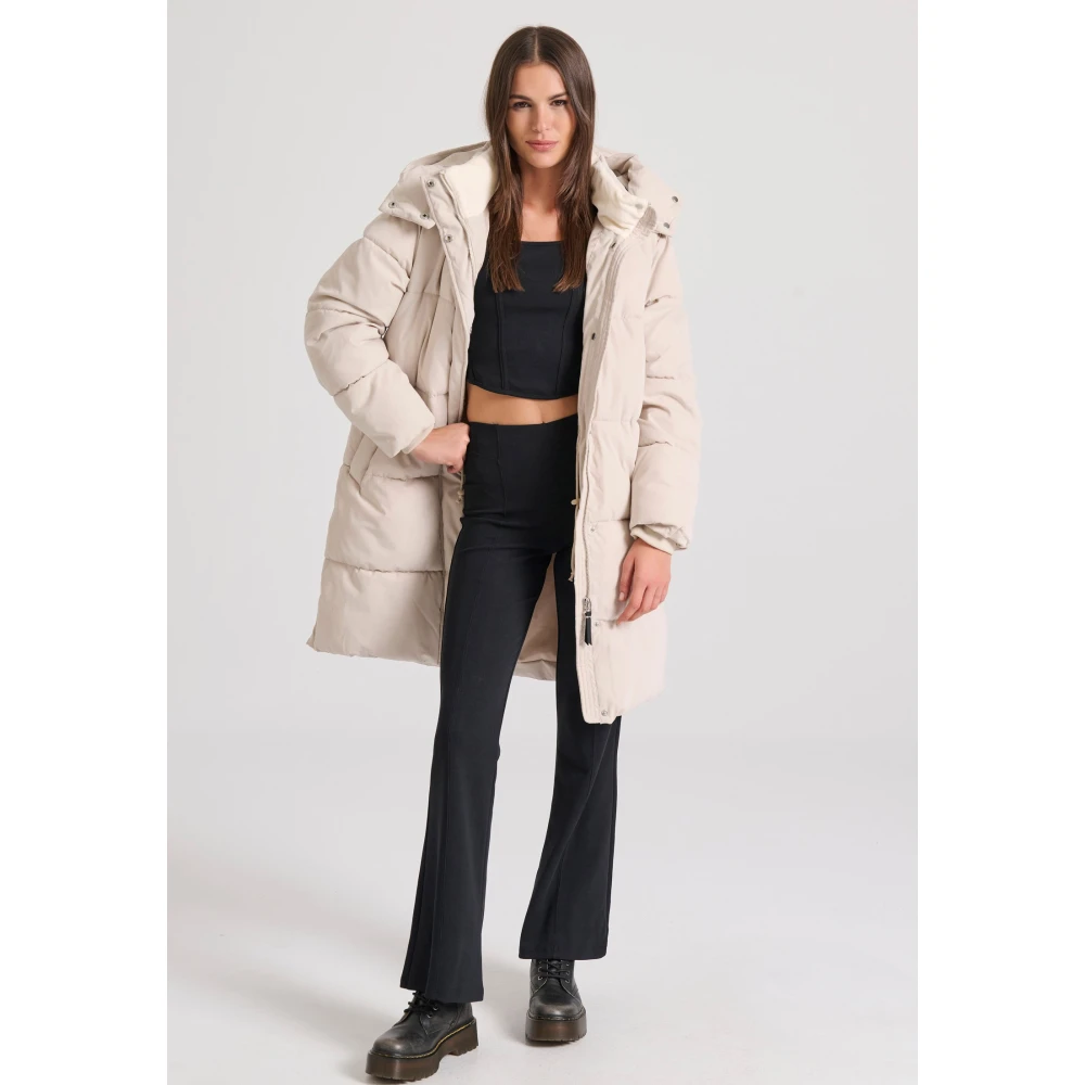 FUNKY BUDDHA Loose fit μακρύ puffer μπουφάν με αποσπώμενη κουκο