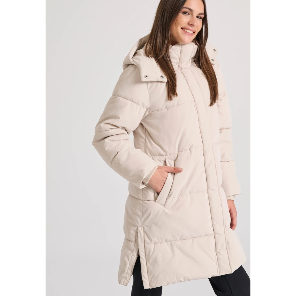 FUNKY BUDDHA Loose fit μακρύ puffer μπουφάν με αποσπώμενη κουκο