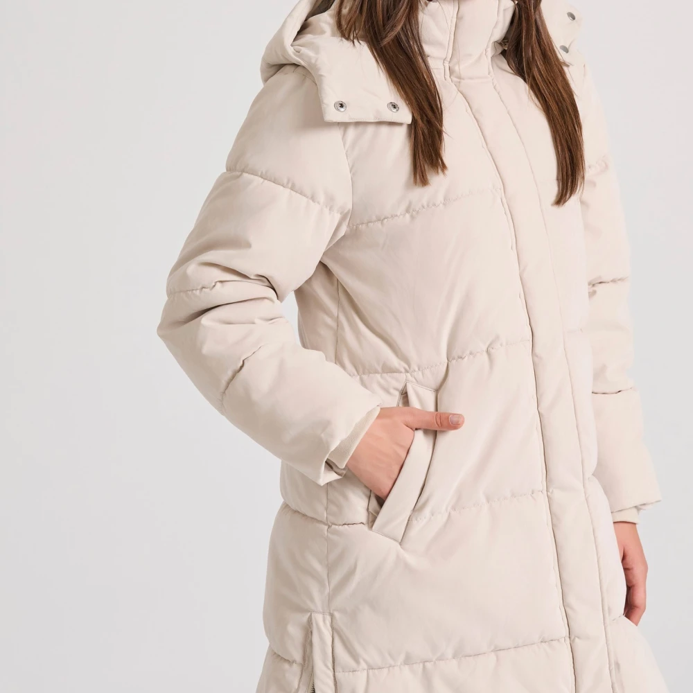 FUNKY BUDDHA Loose fit μακρύ puffer μπουφάν με αποσπώμενη κουκο